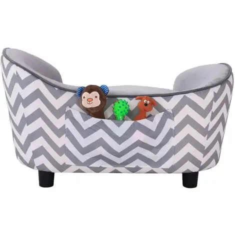 PawHut Canapé Chien Chat Sur Pied Style Graphique Contemporain Coussin Amovible Lavable Grand Confort + Pochette Rangement 68,5L X 40,5l X 40,5H Cm Gris Blanc - Gris 5 PawHut Canapé Chien Chat Sur Pied Style Graphique Contemporain Coussin Amovible Lavable Grand Confort + Pochette Rangement 68,5L X 40,5l X 40,5H Cm Gris Blanc - Gris – Image 5