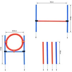 PawHut Agility Sport Pour Chiens équipement Complet Obstacles Et Entrainement 11 Pièces Avec Sac De Transport Acier Rouge Et Bleu - Bleu -PawHut Soldes Boutique 7213319 3