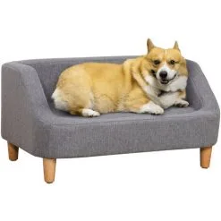 PawHut Canapé Chien Lit Pour Chien Design Scandinave Déhoussable Dim. 75L X 55l X 39H Cm Pieds Bois Tissu Polyester Gris - Gris -PawHut Soldes Boutique 72276201 4
