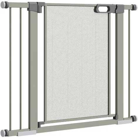 PawHut Barrière De Sécurité Animaux - Longueur Réglable Dim. 75-103 Cm - Porte Double Verrouillage, Ouverture Double Sens -sans Perçage - Acier ABS Gris - Gris 1 PawHut Barrière De Sécurité Animaux - Longueur Réglable Dim. 75-103 Cm - Porte Double Verrouillage, Ouverture Double Sens -sans Perçage - Acier ABS Gris - Gris