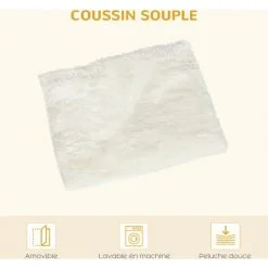 PawHut Maison Pour Chat Design Hexagonal - Niche Chat Panier Chat - Coussin Fourrure Amovible, Grattoir Jute Naturelle - Contreplaqué Aspect Bois Clair - Beige -PawHut Soldes Boutique 72845740 4