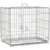 PawHut Cage Pour Chien Pliable - Plateau Excrément Coulissant - 2 Portes Verrouillable, Poignée - Dim. 61L X 43l X 50H Cm - Fer Galvanisé PP Blanc - Blanc -PawHut Soldes Boutique 72873193 1