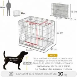 PawHut Cage Pour Chien Pliable - Plateau Excrément Coulissant - 2 Portes Verrouillable, Poignée - Dim. 61L X 43l X 50H Cm - Fer Galvanisé PP Blanc - Blanc 7 PawHut Cage Pour Chien Pliable - Plateau Excrément Coulissant - 2 Portes Verrouillable, Poignée - Dim. 61L X 43l X 50H Cm - Fer Galvanisé PP Blanc - Blanc -PawHut Soldes Boutique 72873193 3