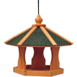 PawHut Mangeoire Suspendue Nichoir à Oiseau Pour Extérieur En Bois 40 X 40 X 35 Cm