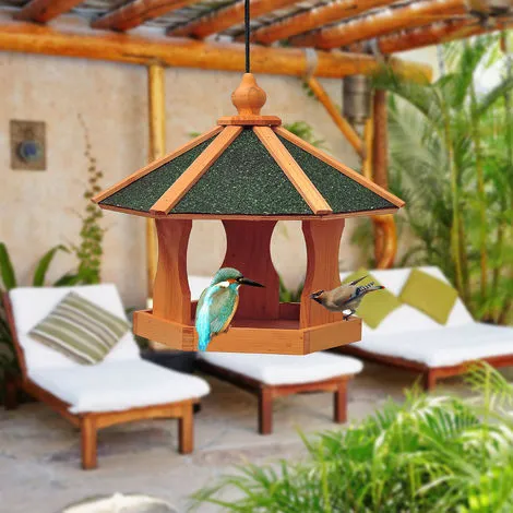 PawHut Mangeoire Suspendue Nichoir à Oiseau Pour Extérieur En Bois 40 X 40 X 35 Cm 2 PawHut Mangeoire Suspendue Nichoir à Oiseau Pour Extérieur En Bois 40 X 40 X 35 Cm – Image 2