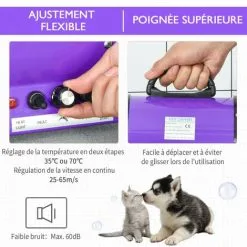 PawHut Séchoir Sèche-poils Toilettage Professionnel Pour Chien Chat Animaux 2800 W Température + Vitesse Réglable Rose Fuchsia Noir - Rose 8 PawHut Séchoir Sèche-poils Toilettage Professionnel Pour Chien Chat Animaux 2800 W Température + Vitesse Réglable Rose Fuchsia Noir - Rose -PawHut Soldes Boutique 8203892 4