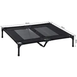 PawHut Lit Sur Pieds Pour Chien Chat Lit De Camp Animal Lit Surélevé Oxford Textilène Micro-perforé Dim. 92L X 76l X 18H Cm Noir - Noir -PawHut Soldes Boutique 8628038 3