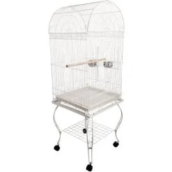 PawHut Grande Volière Cage à Oiseaux Design Avec Mangeoire Perchoir Suspendu Plateau Amovible étagère Et Roulettes 54L X 54l X 153H Cm Blanc - Blanc