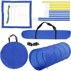 PawHut Agility Sport Pour Chiens équipement Complet Obstacle, Tunnel, Slalom, Zone Repos + Sac De Transport Bleu Jaune - Bleu -PawHut Soldes Boutique 8738198 5